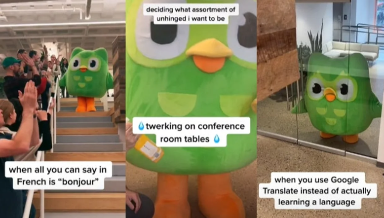 Auschnitt aus der viralen Videostrategie von Duolingo